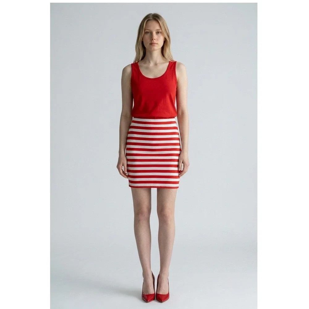 BebeRed White Striped Bodycon Mini Skirt Women's‎ Size M